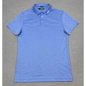 J.Lindeberg Polo Shirt Mens Small Blue Bridge Logo Golf Performance Stretch